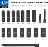 Prostormer 1/2" Drive Impact Socket Set 17pcs SAE