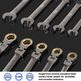 Prostormer 9-Piece Flex-Head Ratcheting Combination Wrench Set 8-17mm Metric Sizes