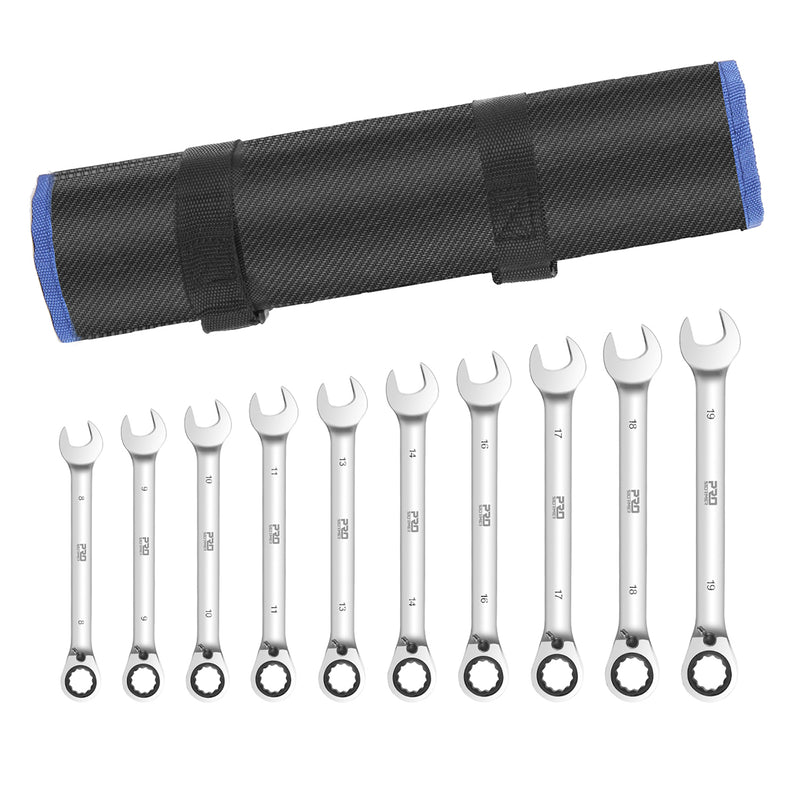 Reversible Ratchet Combination Metric Wrench Set 10pcs