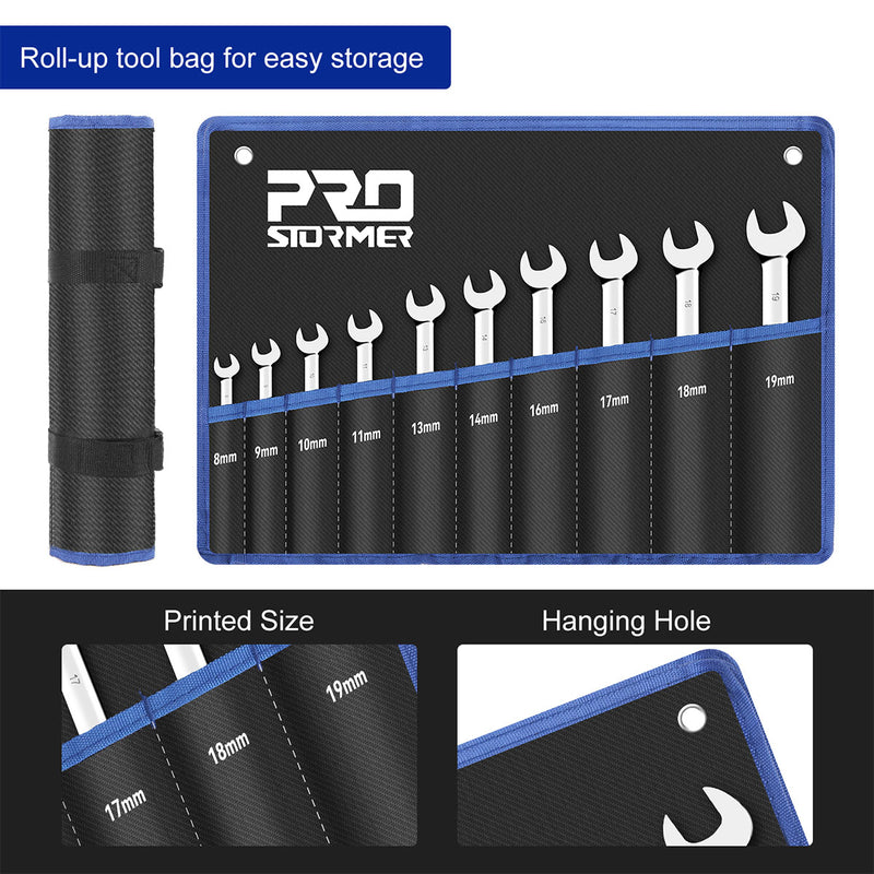 Reversible Ratchet Combination Metric Wrench Set 10pcs