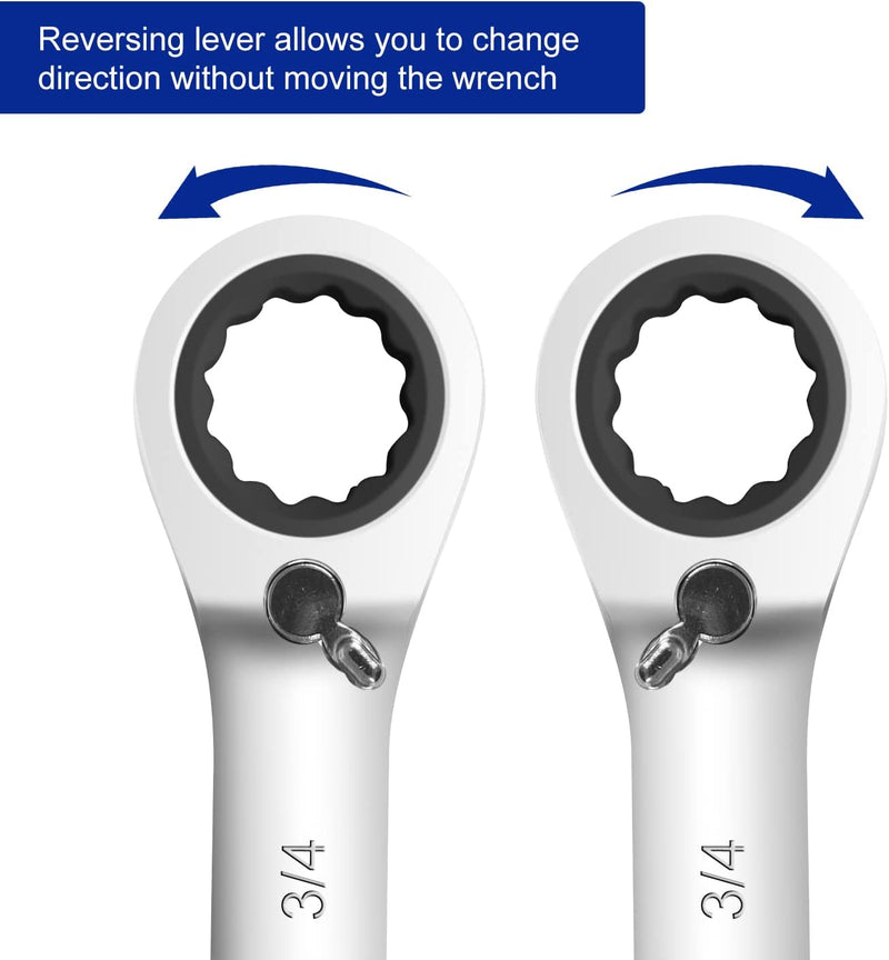 Reversible Ratchet Combination SAE Wrench Set 10pcs