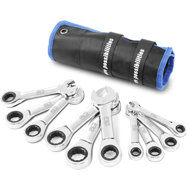 Stubby Ratchet Combination Metric Wrench Set 10pcs Prostormer