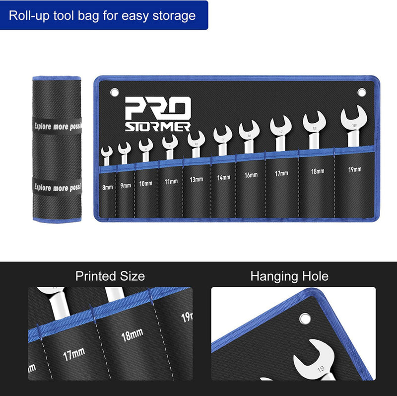 Stubby Ratchet Combination Metric Wrench Set  10pcs