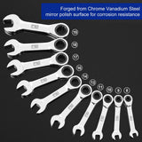 Stubby Ratchet Combination Metric Wrench Set  10pcs